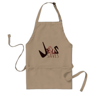 GRAFFITI JESUS SAVES in red Adult Apron