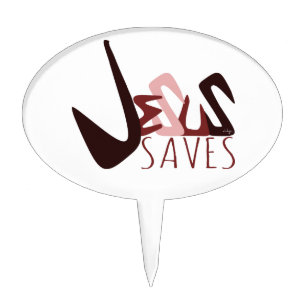 GRAFFITI JESUS SAVES in red Cake Topper