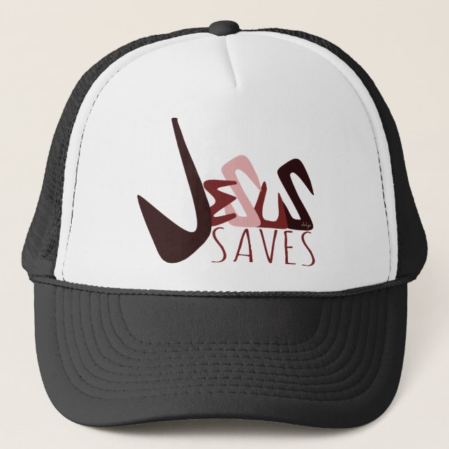 GRAFFITI JESUS SAVES in red Trucker Hat (Front)