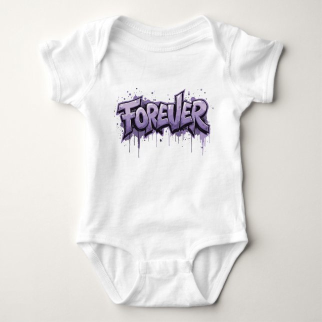 Graffiti Lavender Infinity "FOREVER" Baby Bodysuit (Front)