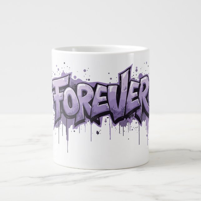 Graffiti Lavender Infinity "FOREVER" Giant Coffee Mug (Front)