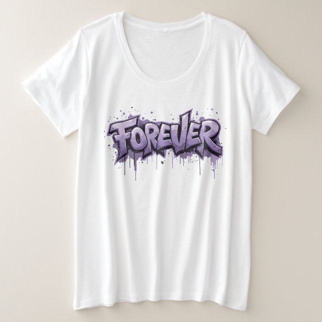 Graffiti Lavender Infinity "FOREVER" Plus Size T-Shirt (Design Front)