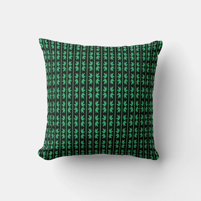 Graffiti Leaf with green stripe Throw Pillow (Front)