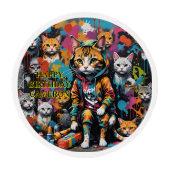 Graffiti Legend Street Cat Add Name Birthday Edible Frosting Rounds (Front)