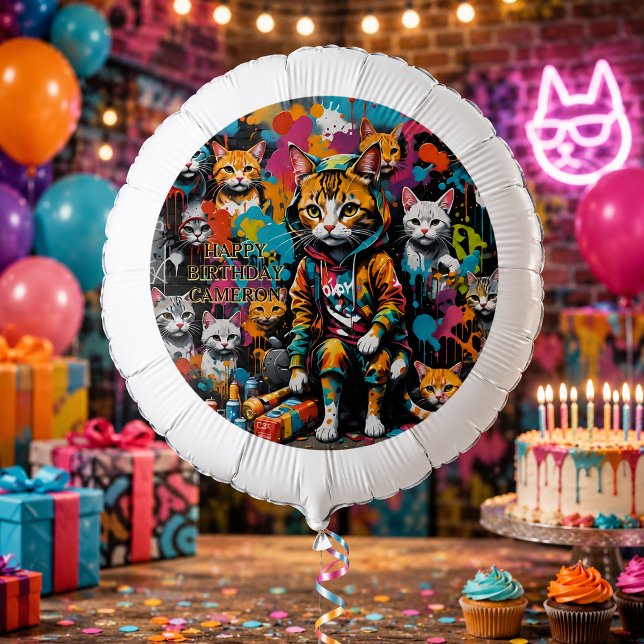 Graffiti Legend Street Cat Add Name Happy Birthday Balloon (Graffiti Legend Street Cat Add Name Happy Birthday Balloon)