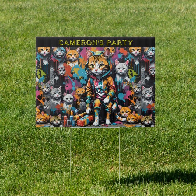 Graffiti Legend Street Cat Add Name Welcome Party Sign (Insitu)