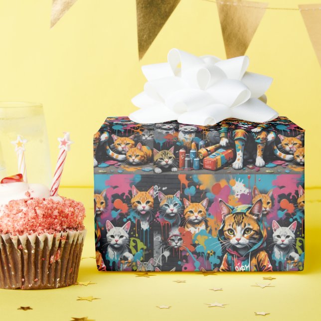 Graffiti Legend Street Cat Birthday Wrapping Paper (Birthday Party)