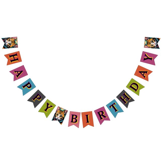 Graffiti Legend Street Cat Happy Birthday Bunting Flags (All)