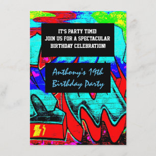 Graffiti Letters Birthday Invitation