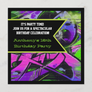 Graffiti Letters Birthday Invitation