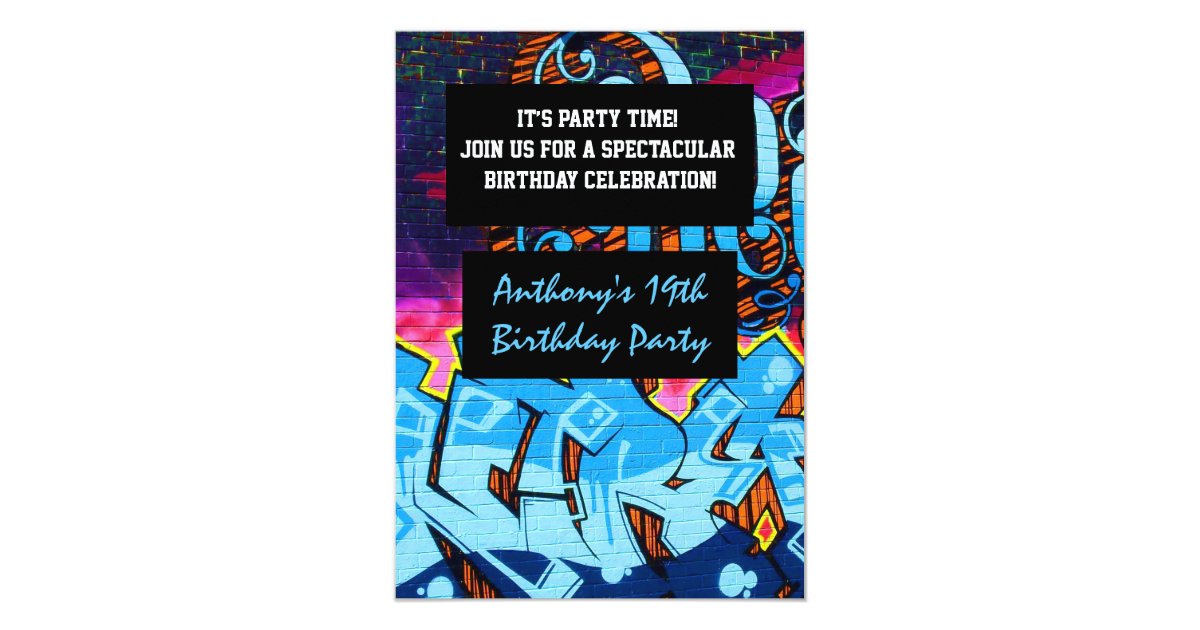 Graffiti Letters Birthday Invitation | Zazzle.com