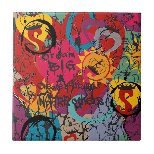 Graffiti Love Ceramic Tile (Front)