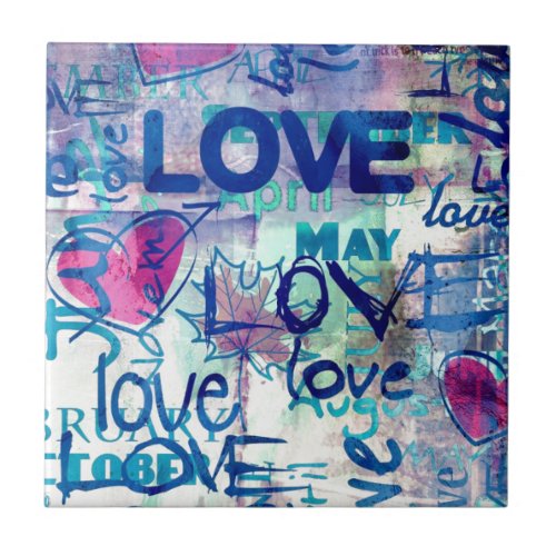 Graffiti Love Ceramic Tile