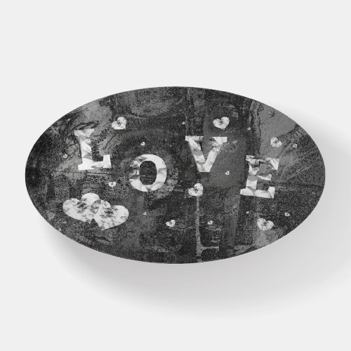 Graffiti Love Grunge  Black Silver Faux Crystal Paperweight