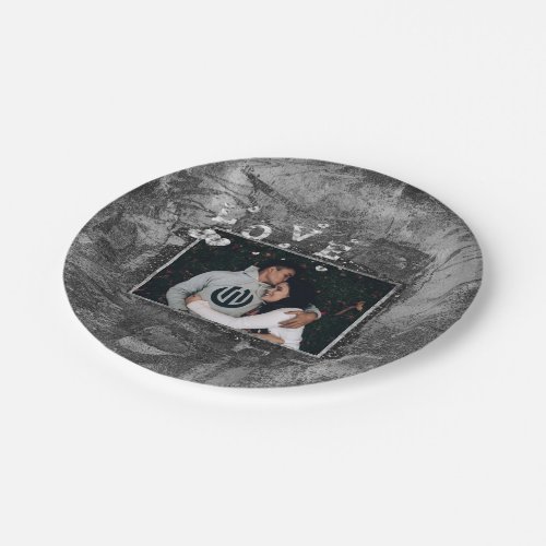 Graffiti Love Grunge  Simple Faux Crystal Photo Paper Plates