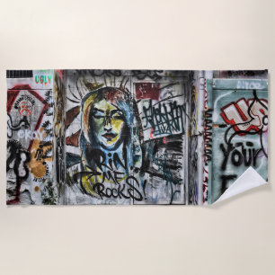 Graffiti Modern Cool Urban Street Art Beach Towel