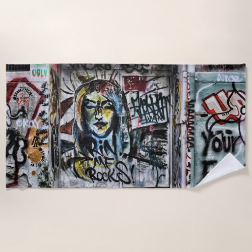 Graffiti Modern Cool Urban Street Art Beach Towel