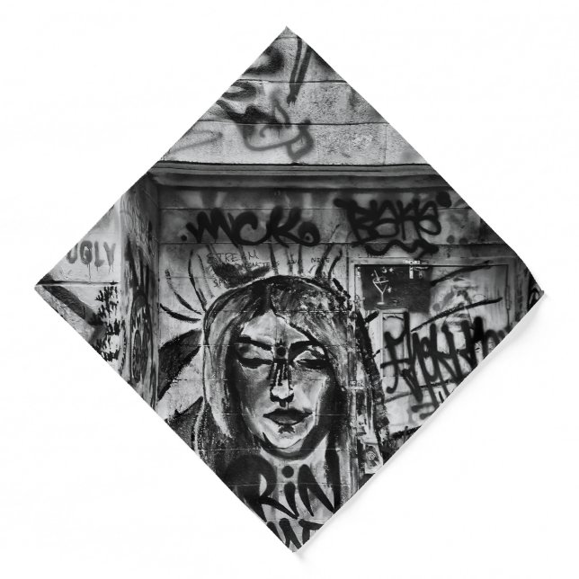 Graffiti Modern Urban Black And White Street Art Bandana (Front)