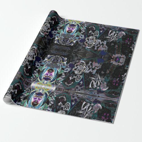 Graffiti Modern Vintage Black White Pattern Wrapping Paper