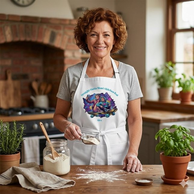 Graffiti Mom & Son Apron - Custom Name Gift (Creator Uploaded)