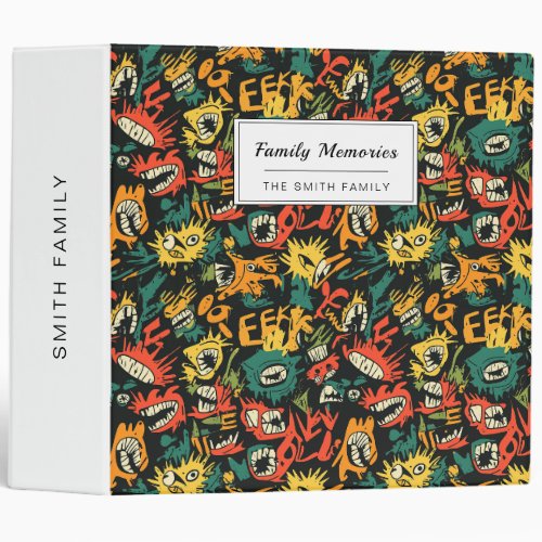 Graffiti Monster Eek Black Halloween (1) 3 Ring Binder