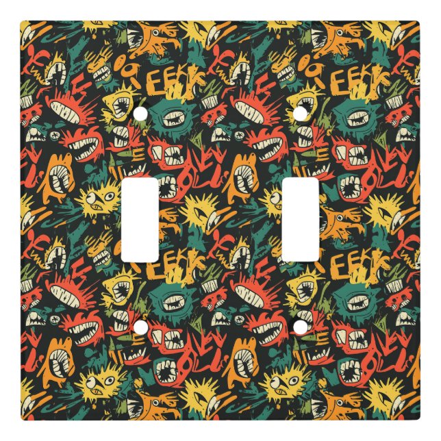 Graffiti Monster Eek Black Halloween (1) Light Switch Cover (Front)
