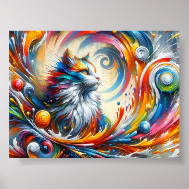 graffiti mural of a cat featuring  poster (Front)