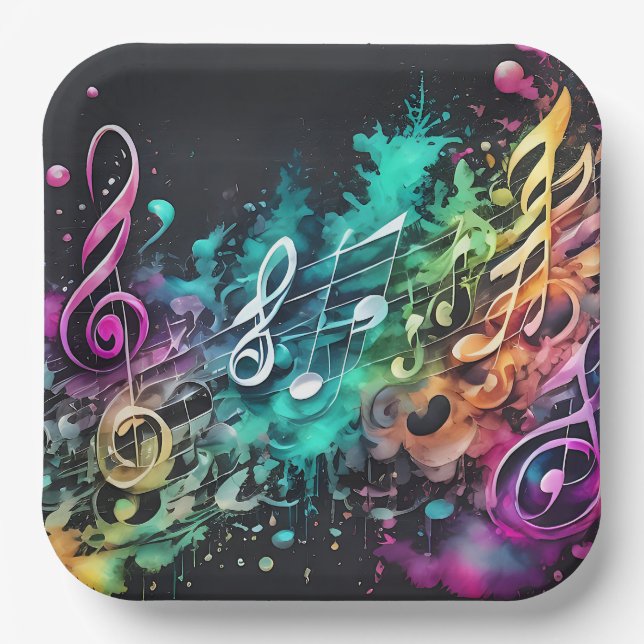 graffiti music paper plates (Front)