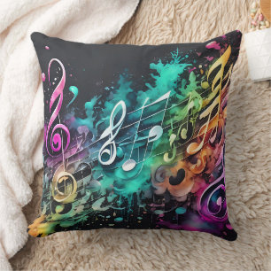 graffiti music throw pillow