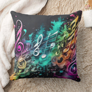 graffiti music throw pillow
