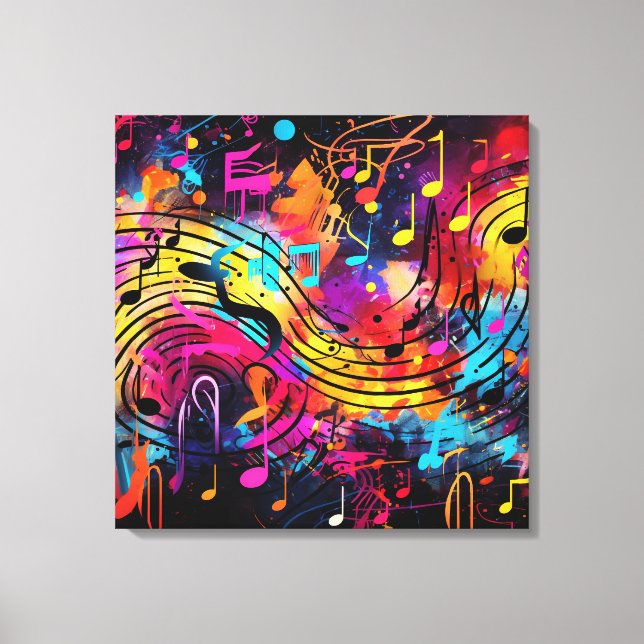 Graffiti Musical Notes Canvas Art (Front)