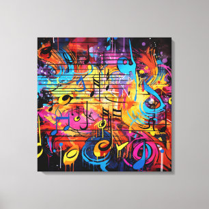 Graffiti Musical Notes Canvas Art