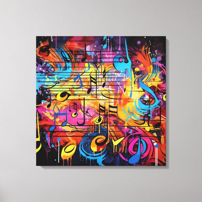 Graffiti Musical Notes Canvas Art (Front)
