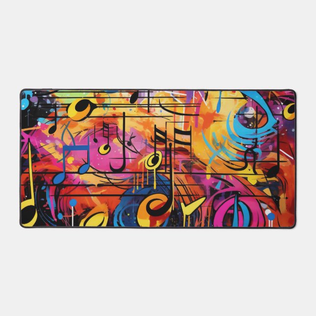 Graffiti Musical Notes Desk Mat (Front)