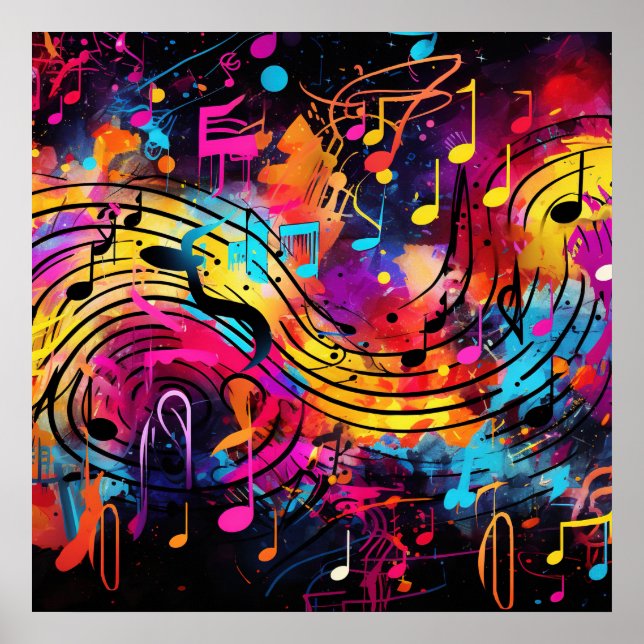 Graffiti Musical Notes Poster (Front)
