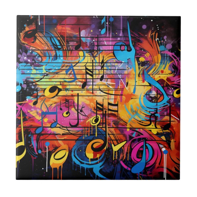 Graffiti Musical Notes Tile (Front)