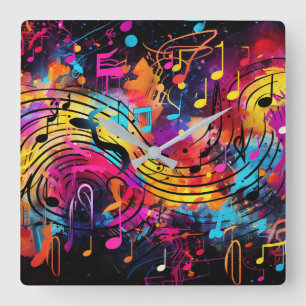 Graffiti Musical Notes Wall Clock