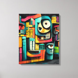 Graffiti on Black Background 3d Painting  Canvas Print