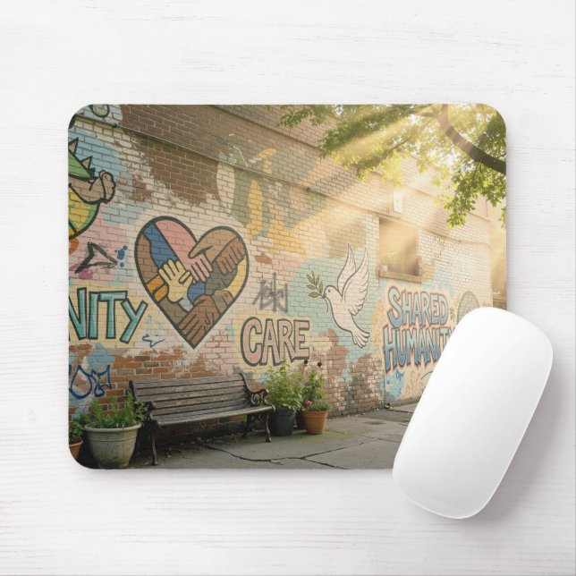 Graffiti On Brick Wall Humanity Mural Mouse Pad (With Mouse)