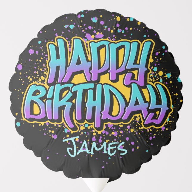 Graffiti Paint Splat Happy Birthday Balloon (Front)