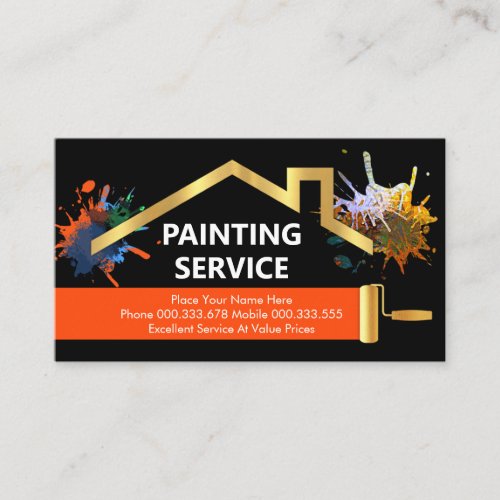 Graffiti Paint Splatter Gold Home Brush Business Card