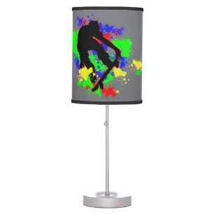Graffiti Paint Splotches Skateboarder Table Lamp