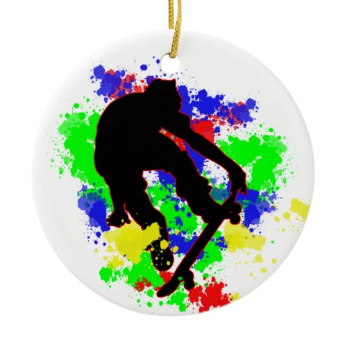 Graffiti Paint Splotches Skater Ceramic Ornament