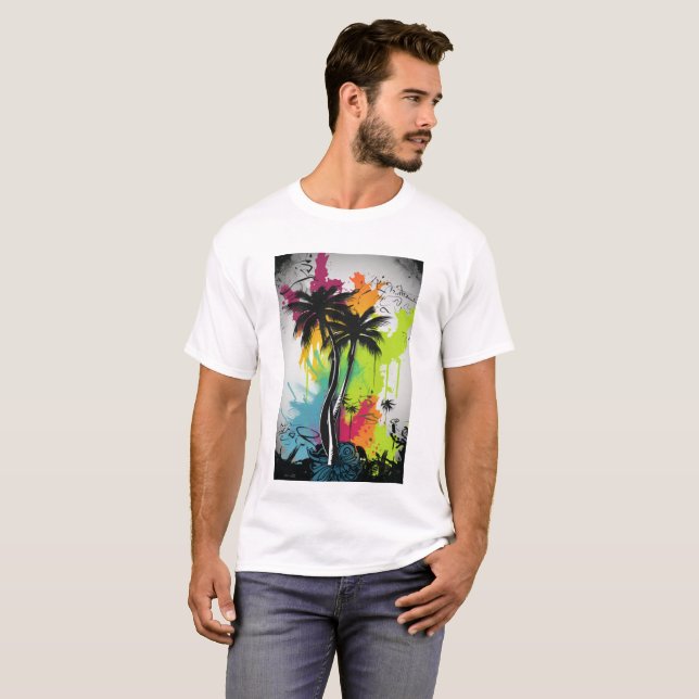 Graffiti Palm Tree T-Shirt (Front Full)