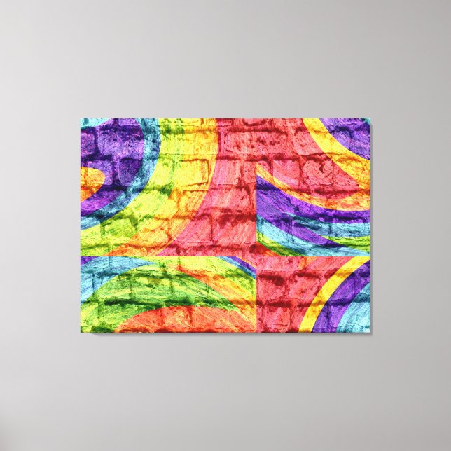 Graffiti Pastel Brick Wall Canvas Print (Front)