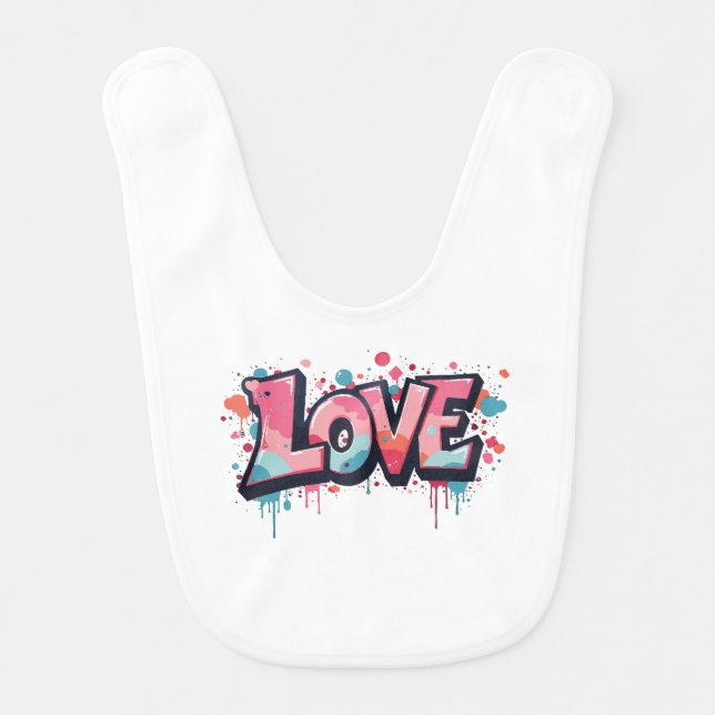Graffiti Pastel Love Bomb Baby Bib (Front)