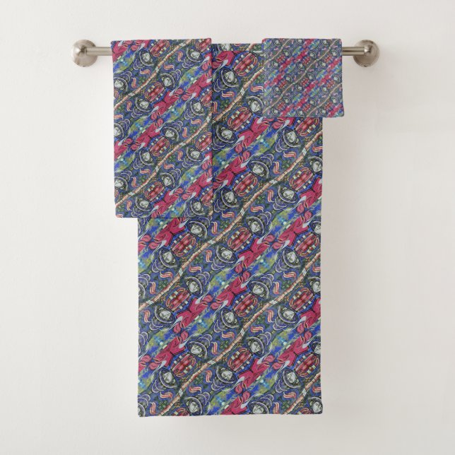 graffiti pattern bath towel set (Insitu)