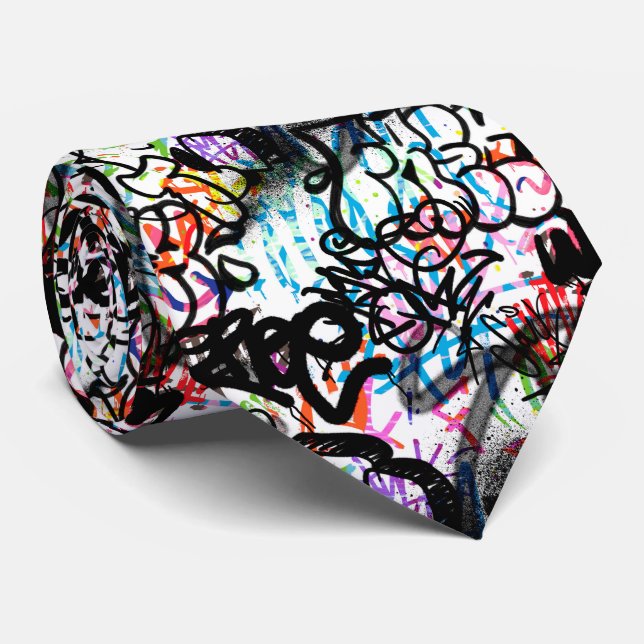 Graffiti Pattern  Neck Tie (Rolled)