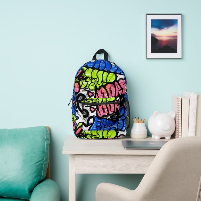 Graffiti Pattern  Printed Backpack (Insitu)