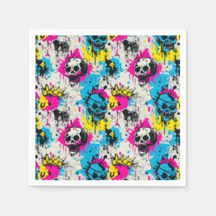 Graffiti Pattern with Neon Colors and Urban Grunge Napkins